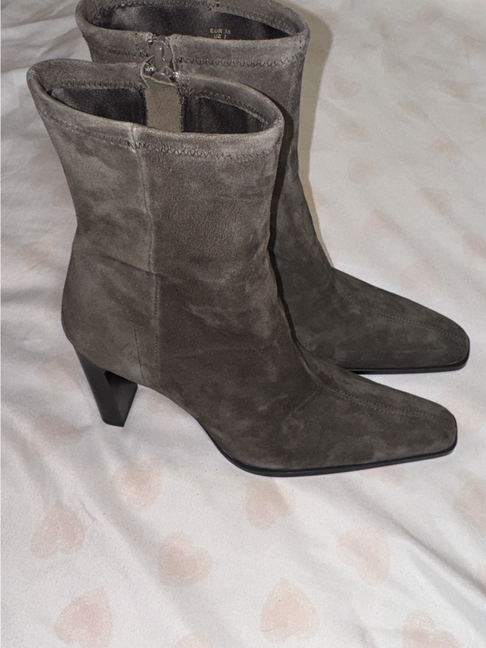 H&M Gray Suede Pointed Toe Ankle Boots